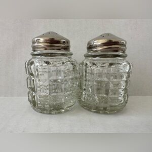 Vintage Clear Glass Salt and Pepper Shakers with Silver-Tone Lids